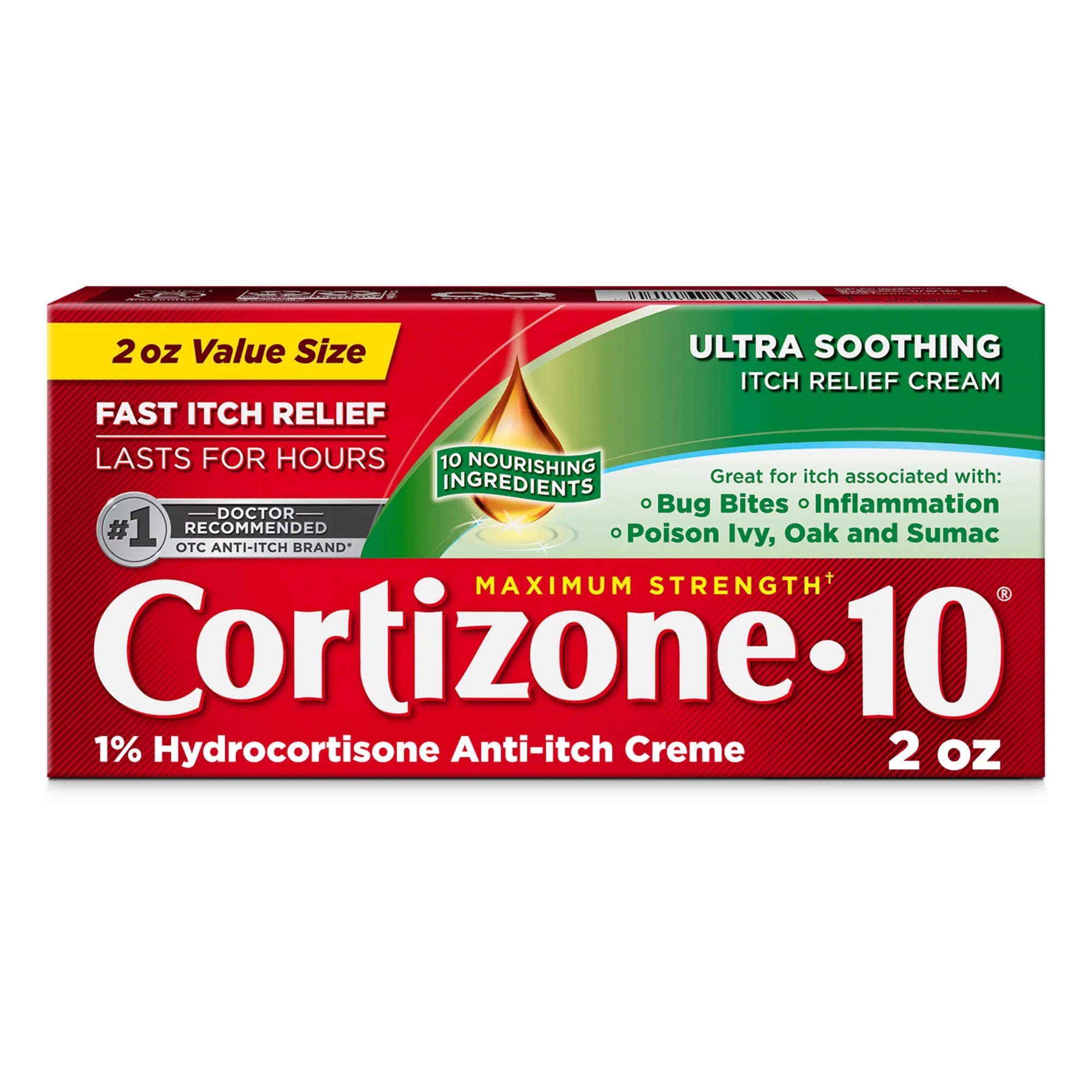 (3 Pack) Cortizone-10 Maximum Strength Ultra Soothing Itch Relief Cream, 1% Hydrocortisone, Fast-Acting, Anti-Itch Cream for Bug Bites, Rash, Eczema, Psoriasis, Poison Ivy, Oak, Sumac & More, 2 Oz