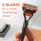 Fusion5 Razor Men 5 Blade Manual Razor ,1 Handle and 7 Blade Refills ,Black