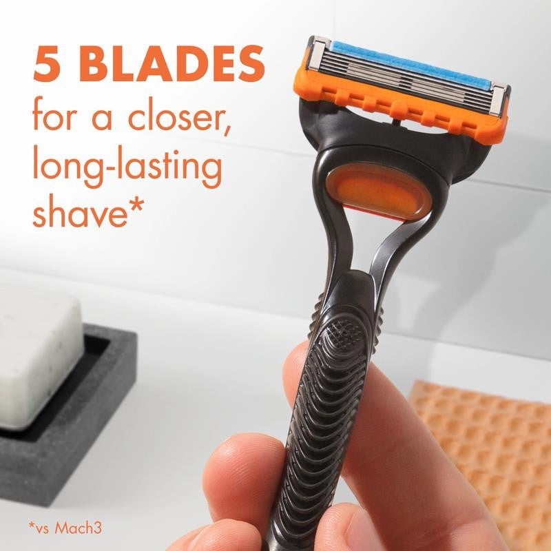 Fusion5 Razor Men 5 Blade Manual Razor ,1 Handle and 7 Blade Refills ,Black