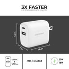Liquipel Powertek Neon 20W Combo Wall Charger - White
