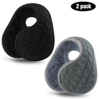 2 Pacs Winter Earmuffs for Women Men, Foldable Warm Cable Knit Fleece Ear Muffs