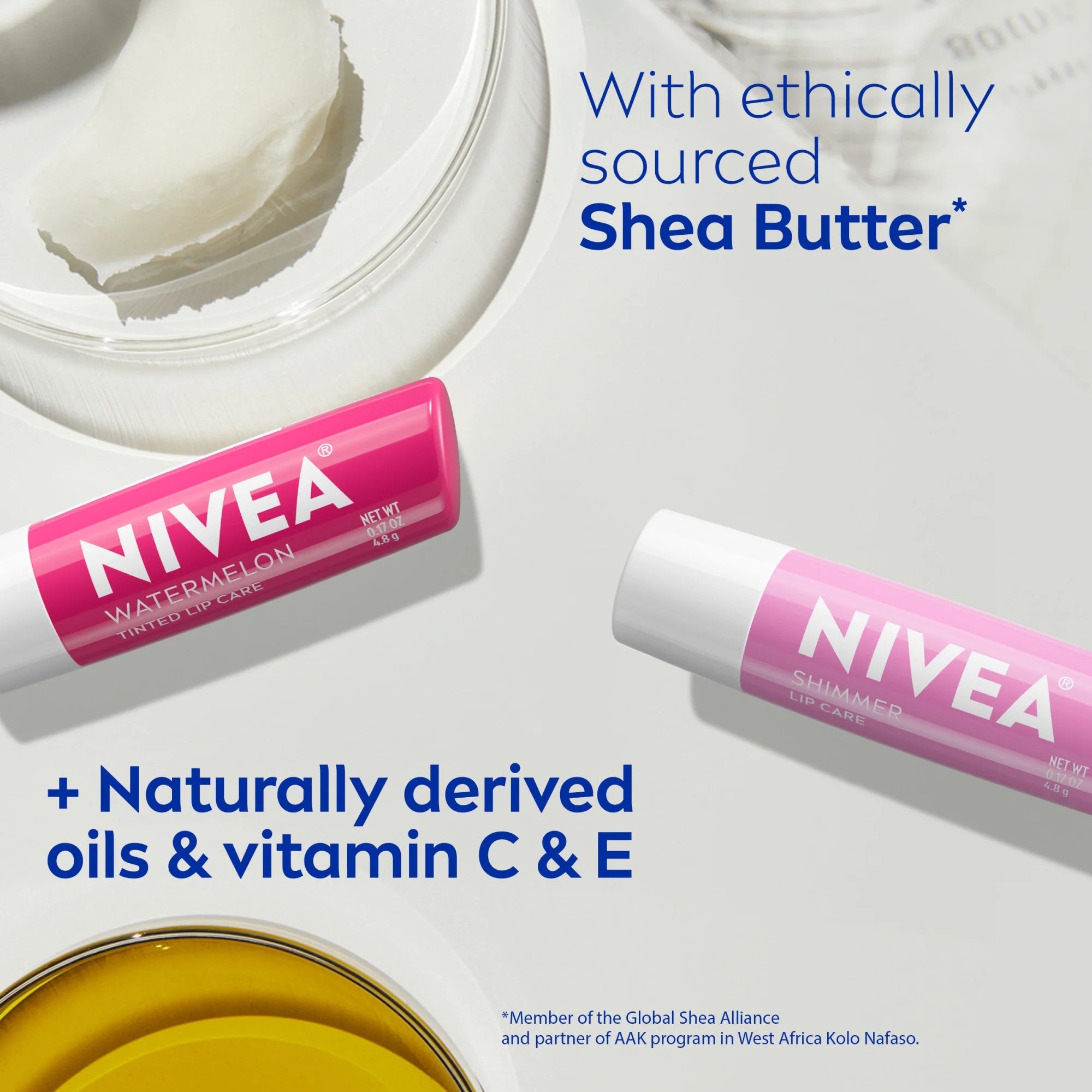NIVEA Pearly and Pink Lip Care, Tinted Lip Balm Set, 0.17 Oz Stick, Pack of 2