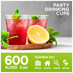 600 Pack 5 Oz Clear Plastic Drinking Cups
