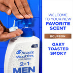 Head and Shoulders Mens 2 in 1 Dandruff Shampoo and Conditioner, Anti-Dandruff Treatment, Bourbon for Daily Use, Paraben Free, 28.2 Oz