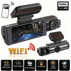 1080P WIFI Dual Camera Dash Cam for Cars,Front and Inside,Car Camera with IR Nig