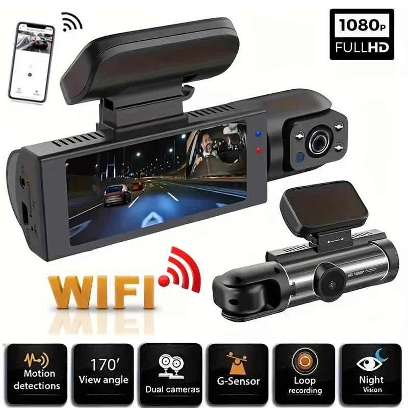 1080P WIFI Dual Camera Dash Cam for Cars,Front and Inside,Car Camera with IR Nig