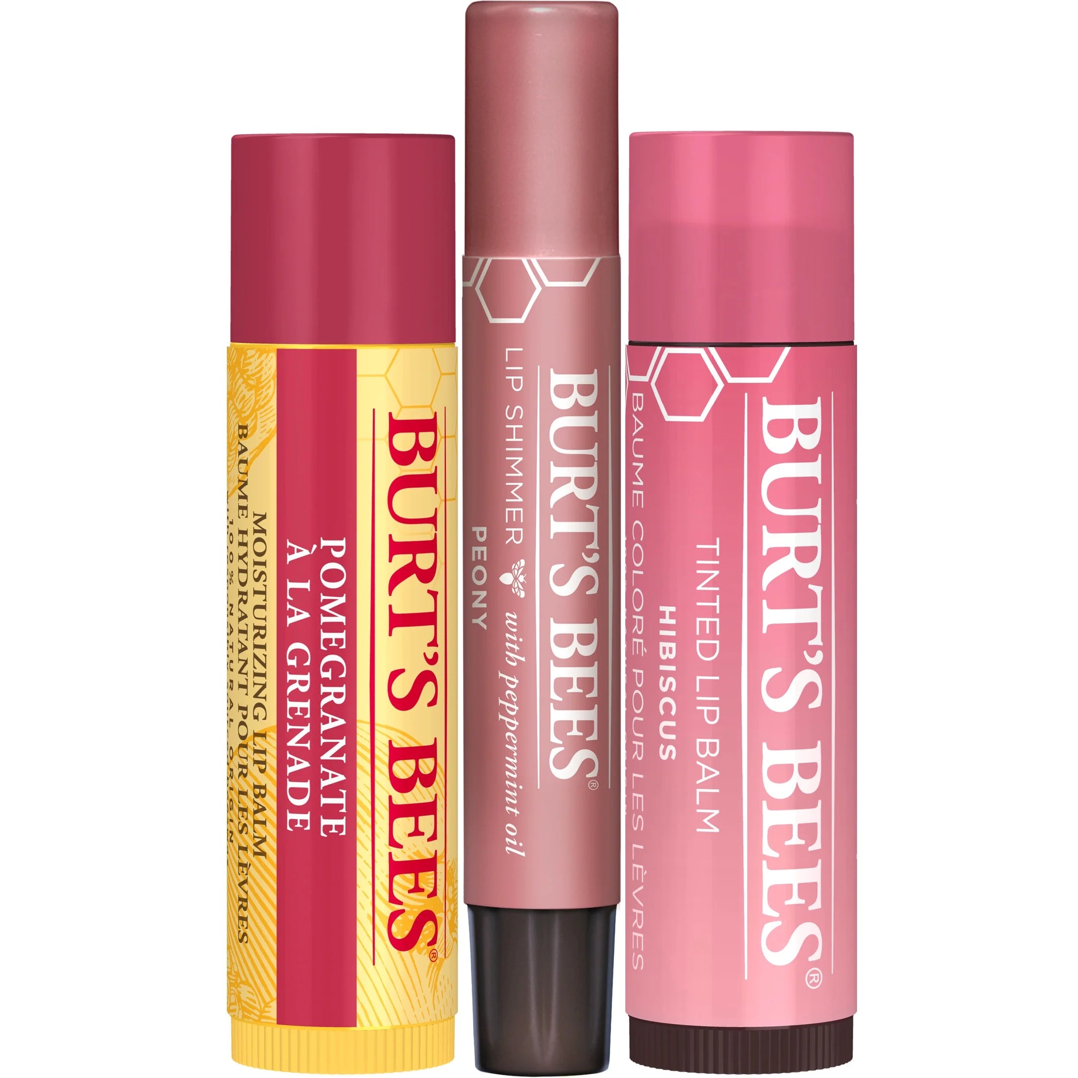 Burt'S Bees Mistletoe Kiss Gift Set, Pomegranate Lip Balm, Tinted Lip Balm and Lip Shimmer, 3 Tubes