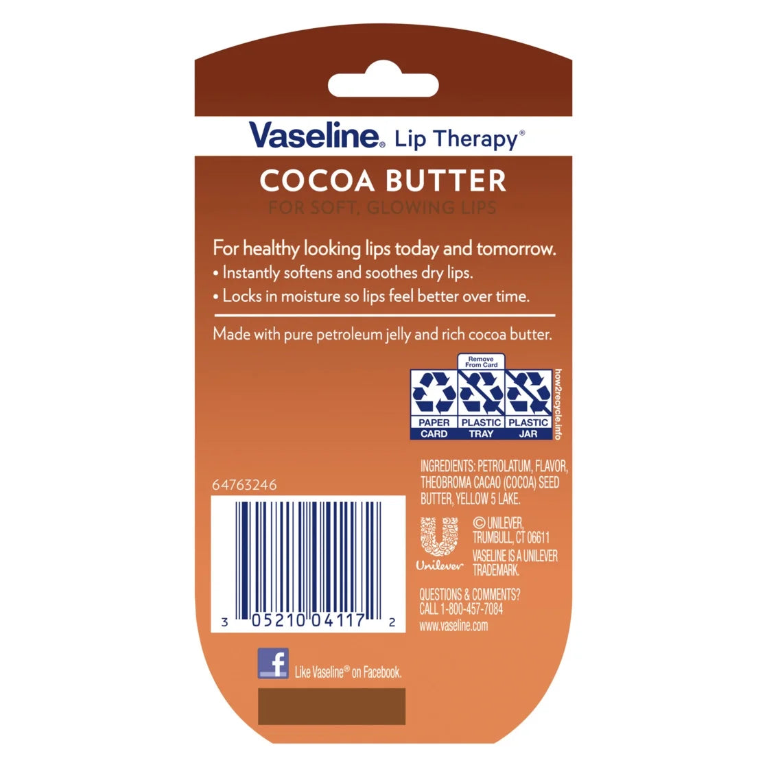 Vaseline Lip Therapy Lip Balm Cocoa Butter, Mini 0.25 Oz 2 Pack