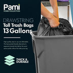 13-Gallon Tall Drawstring Trash Bags, Thick Trash Can Liners Plastic Garbage Bag