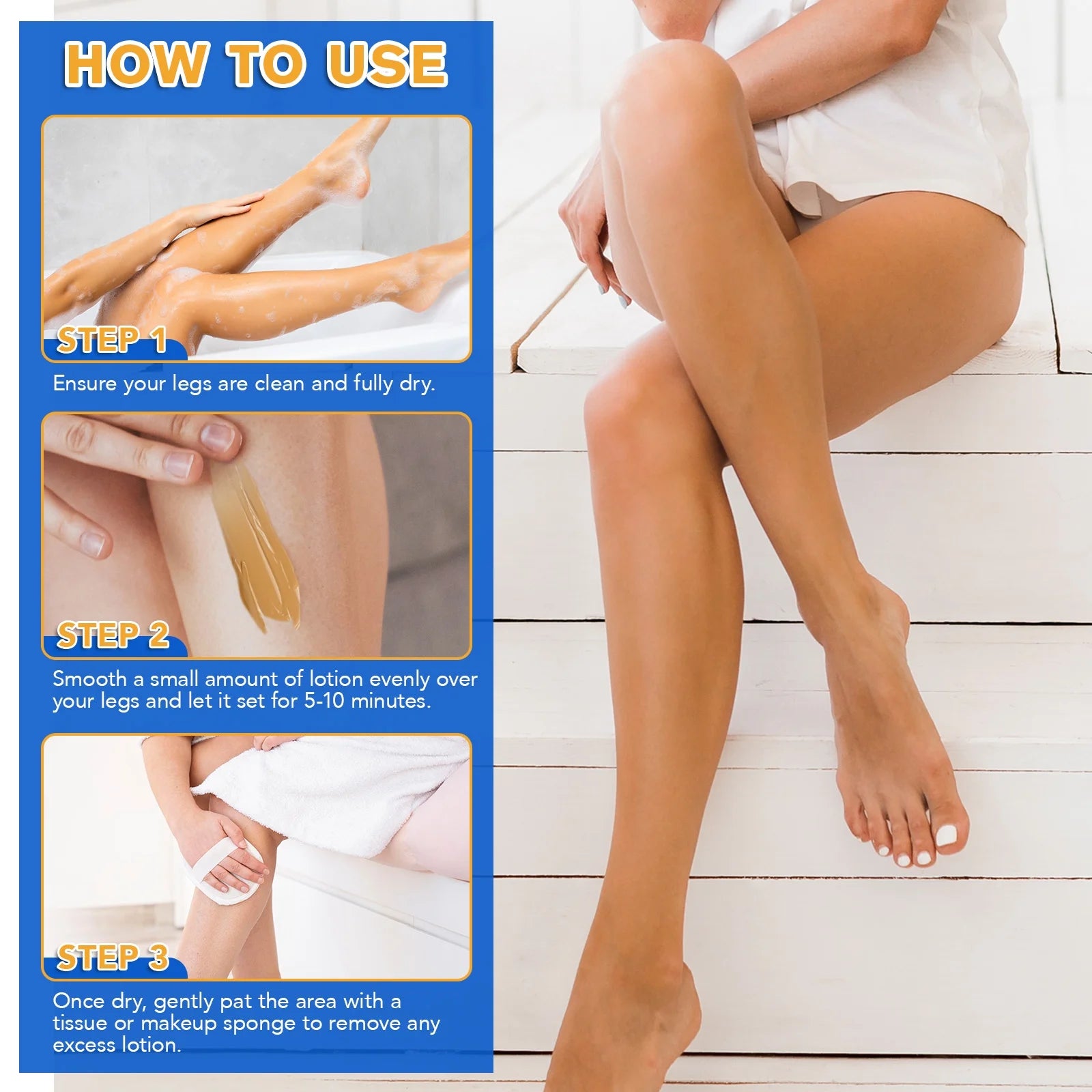 Airbrush Legs Lotion, Flawlessly Covers Leg Imperfections, Long Lasting & Waterproof Leg Makeup Cream,#2 Medium Glow