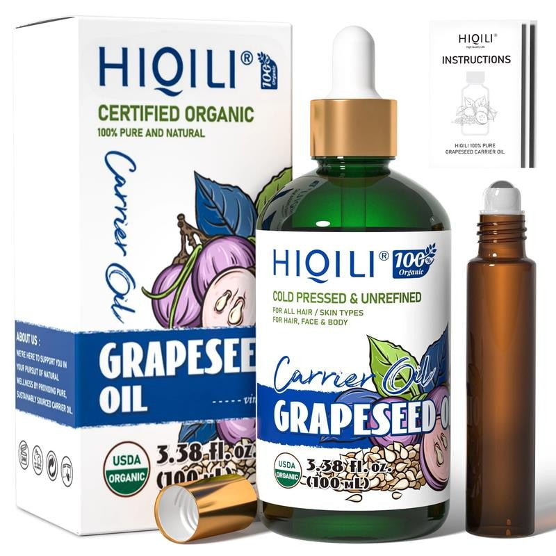 Grapeseed Carrier Oil, Pure Natural Organic Plant Oil for Hair, Skin, Mixing, Ma