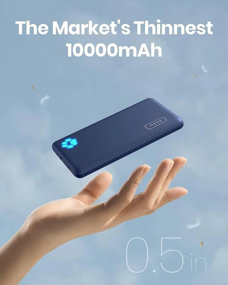 10000Mah Power Bank, Slimmest 15W Portable Charger,Usb C In&Out High-Speed Charg