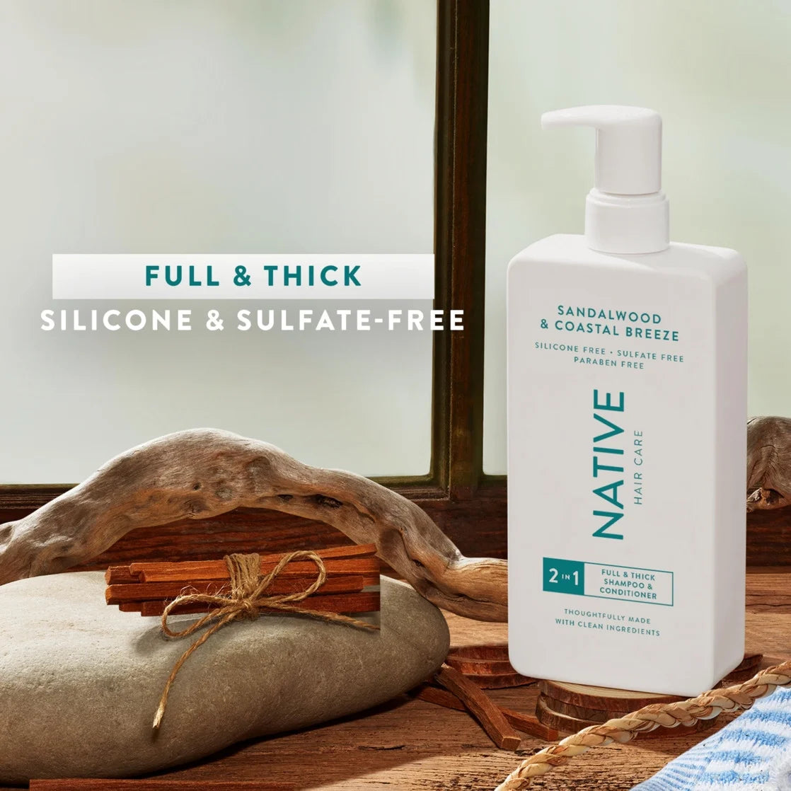 Native Limited Edition Sandalwood & Coastal Breeze 2-In-1 Shampoo & Conditioner 16.5 Oz