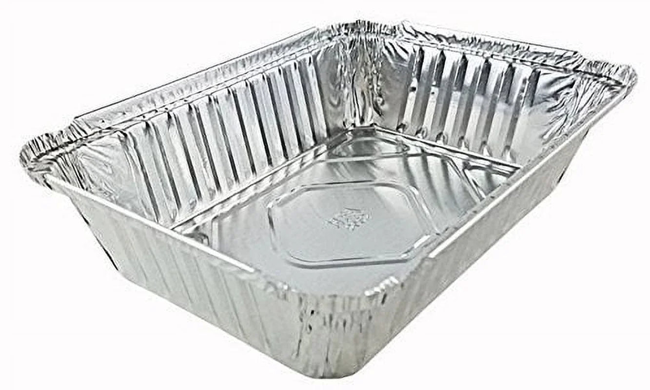 2 1/4 Lb. Oblong Deep Aluminum Foil Take-Out Pan with Board Lid Disposable Conta