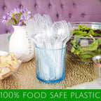 Clear Plastic Soup Spoons Heavy Duty Disposable Silverware, 100-Pack