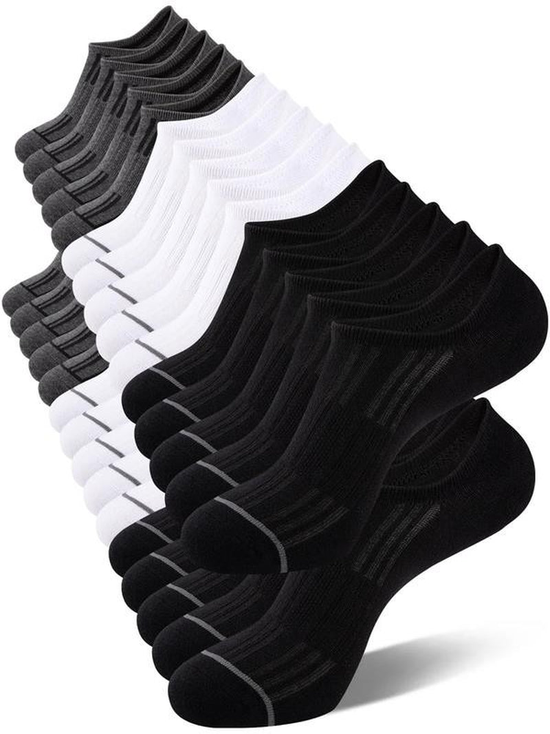 15 Pairs Mens Cotton No Show Socks with Non Slip Grip Casual Walking Socks for M