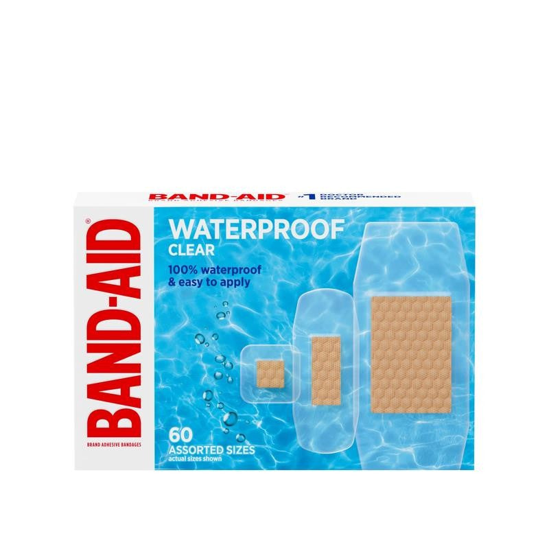Brand Clear Waterproof Adhesive Bandages, Assorted, 60 Count