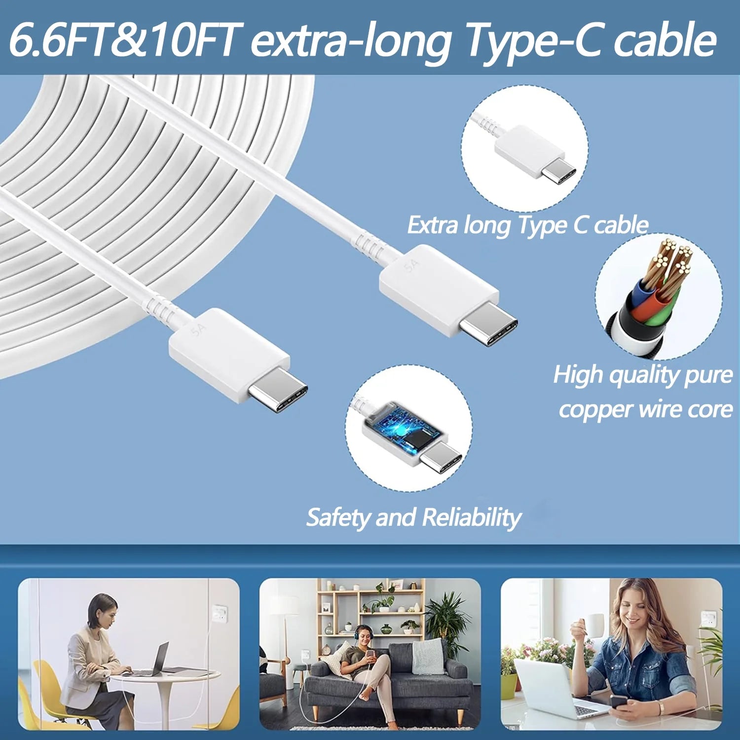 2-Pack 45W USBC Fast Charger,10Ft Type C Charger Fast Charging Cable and Android Charger Block for Samsung Galaxy S25 Ultra/S25/S24+/S23 S22 S21 Ultra/Plus,Ipad Pro/Air/Mini,Iphone,White