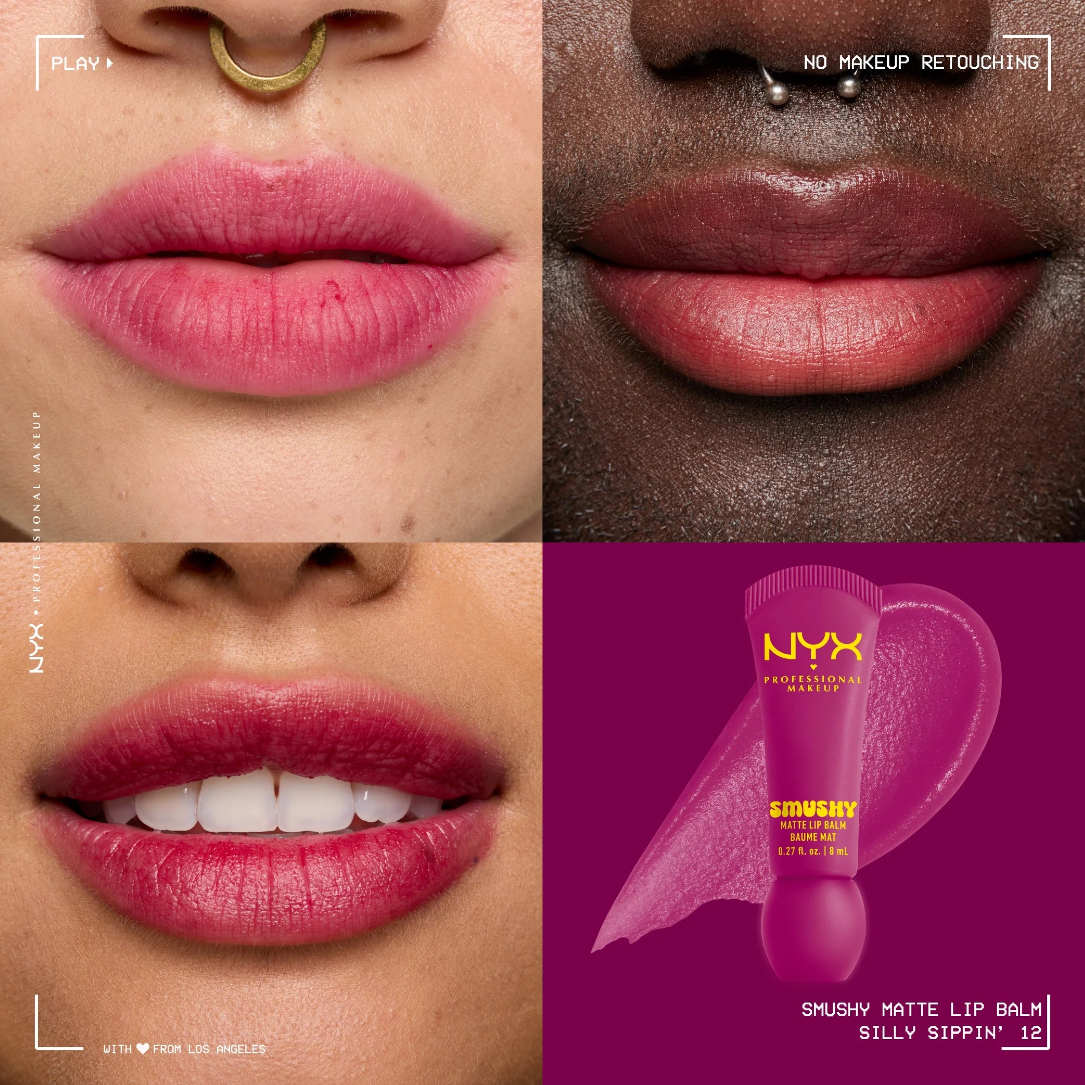 NYX Professional Makeup Smushy Matte Lip Balm, Silly Sippin', Deep Purple, 0.27 Fl Oz