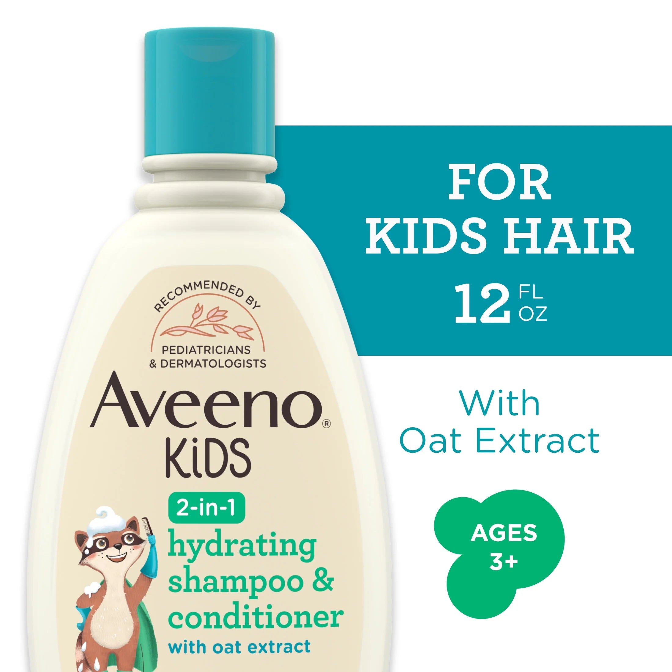 Aveeno Kids 2-In-1 Shampoo and Conditioner, Tear Free Hair Products, 12 Fl Oz