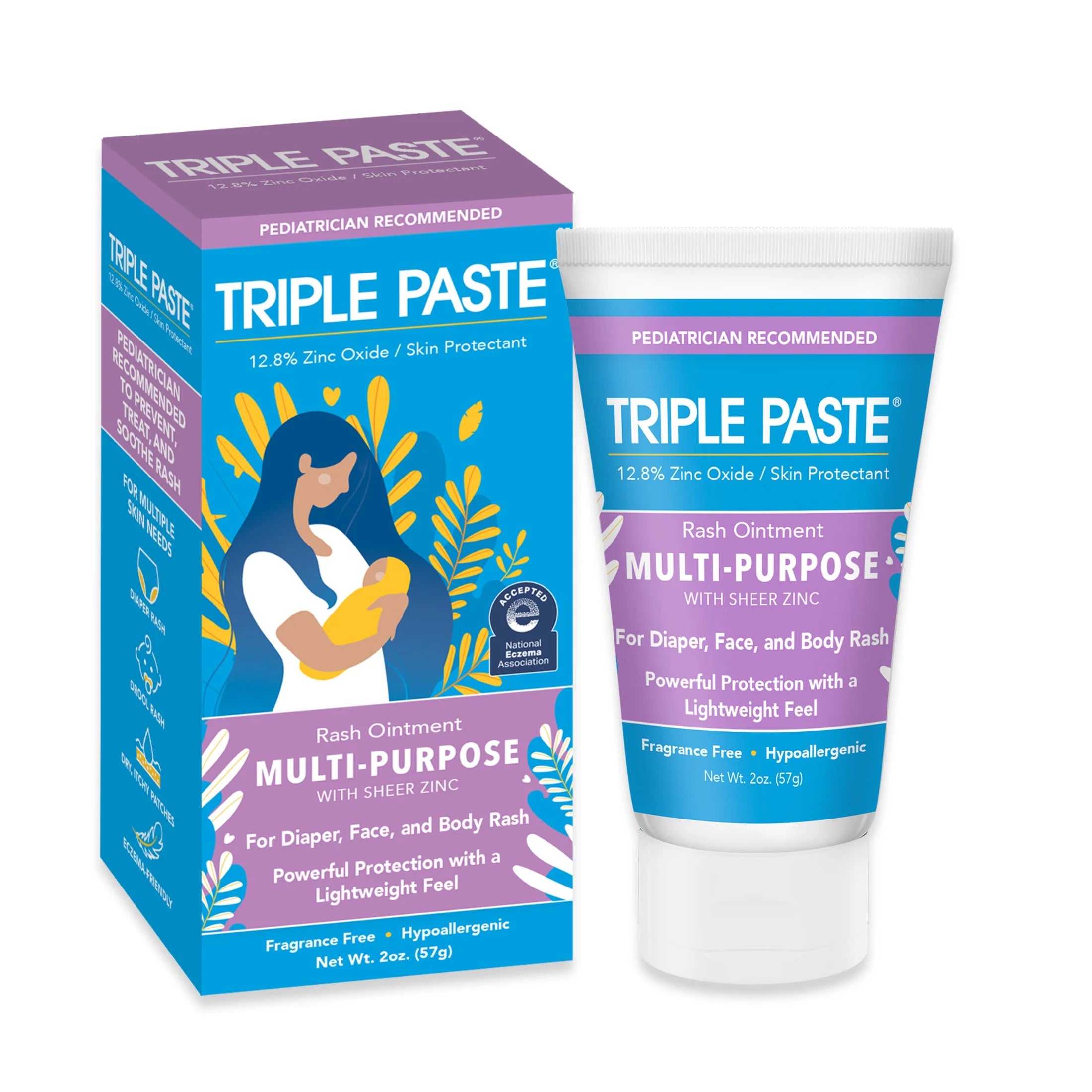 Triple Paste Multipurpose Diaper Rash Cream with Sheer Zinc, 2 Oz