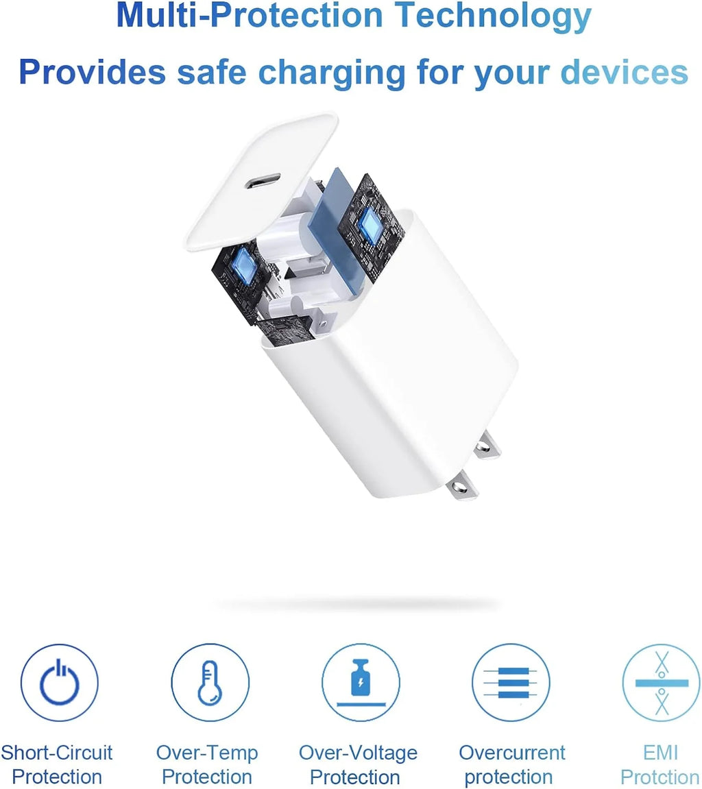 2-Pack 6Ft Long Cord Iphone Charger,3X Faster PD Charging Block and Cable Set USB C Charger,Fast Charger,Compatible with Iphone 17/16/15 Pro Max/Plus/Pro/Air, Ipad Pro/Air