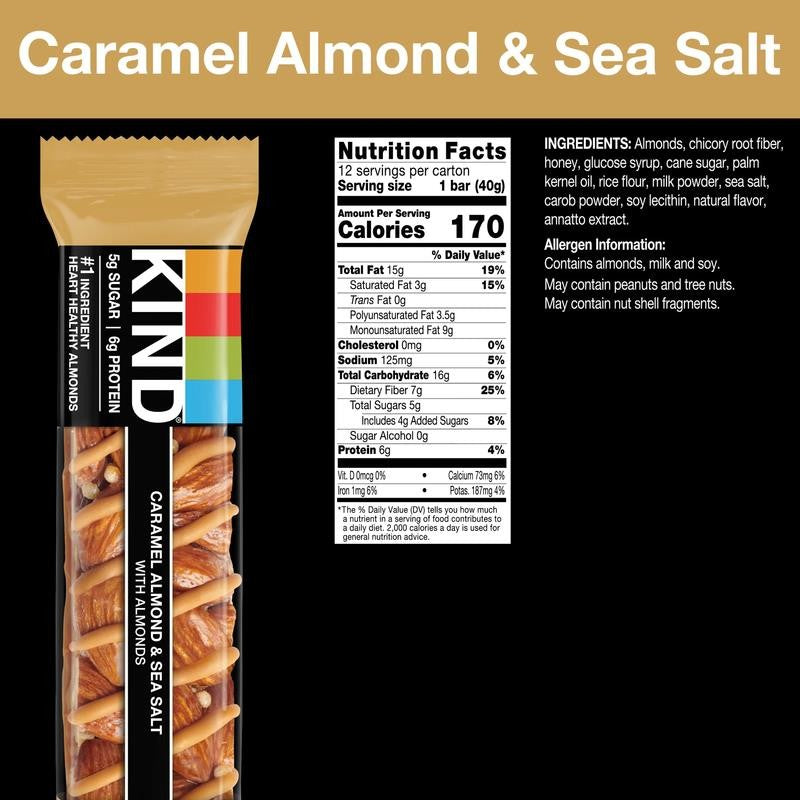 Gluten Free Caramel Almond & Sea Salt Snack Bars, Value Pack, 1.4 Oz, 12 Count B