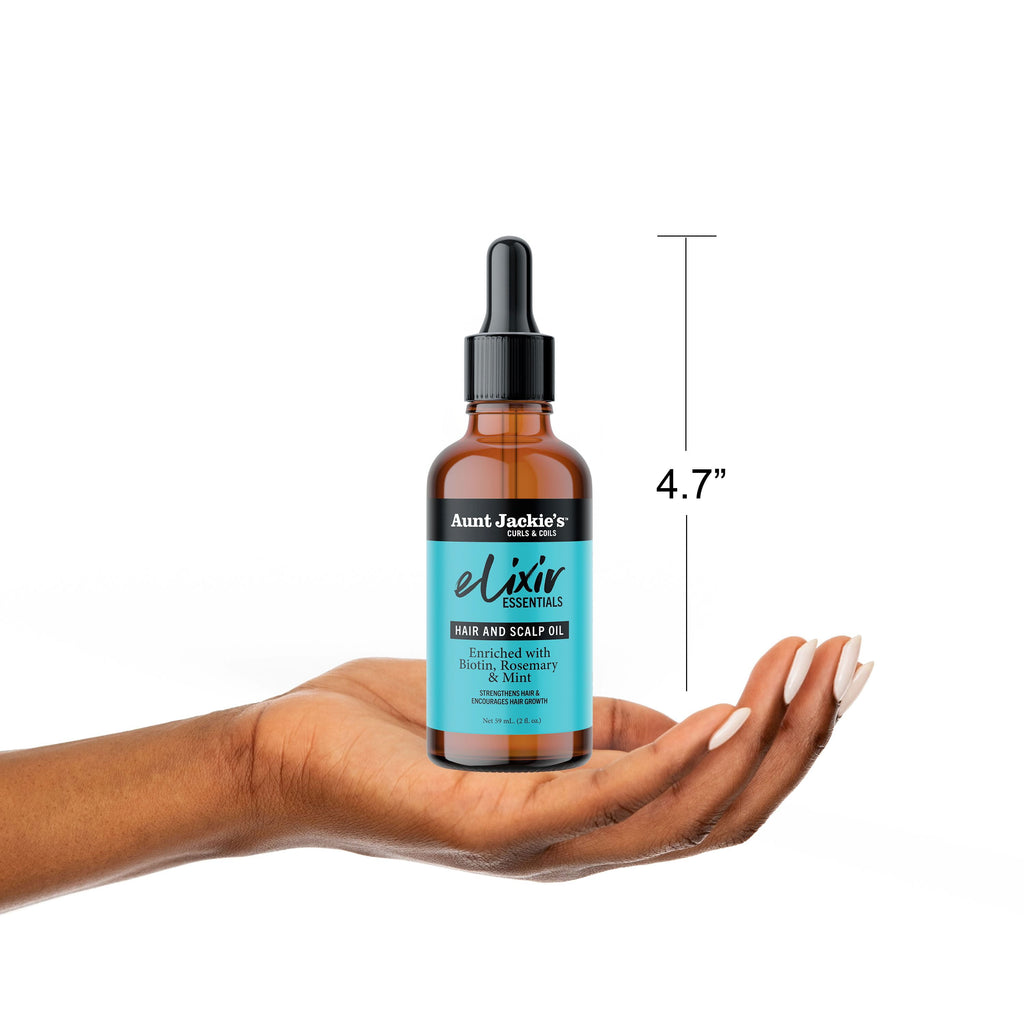 Aunt Jackie'S Curls & Coils Elixir Essentials Biotin, Rosemary & Mint Hair and Scalp Oil, 2 Fl Oz ., All Hair Types