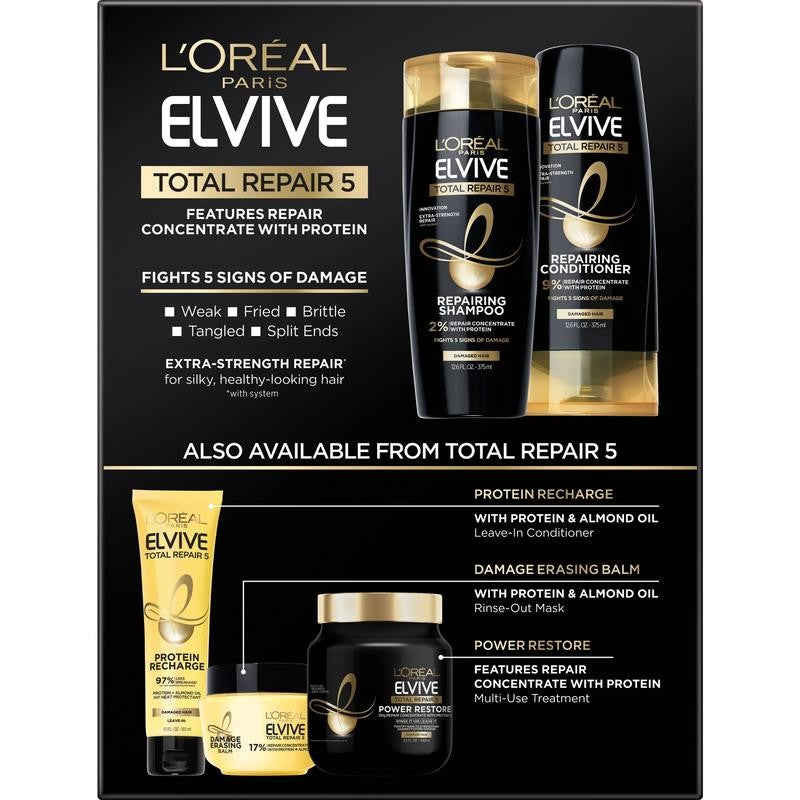 Elvive Total Repair 5 Repairing Shampoo and Conditioner Set, 1 Kit