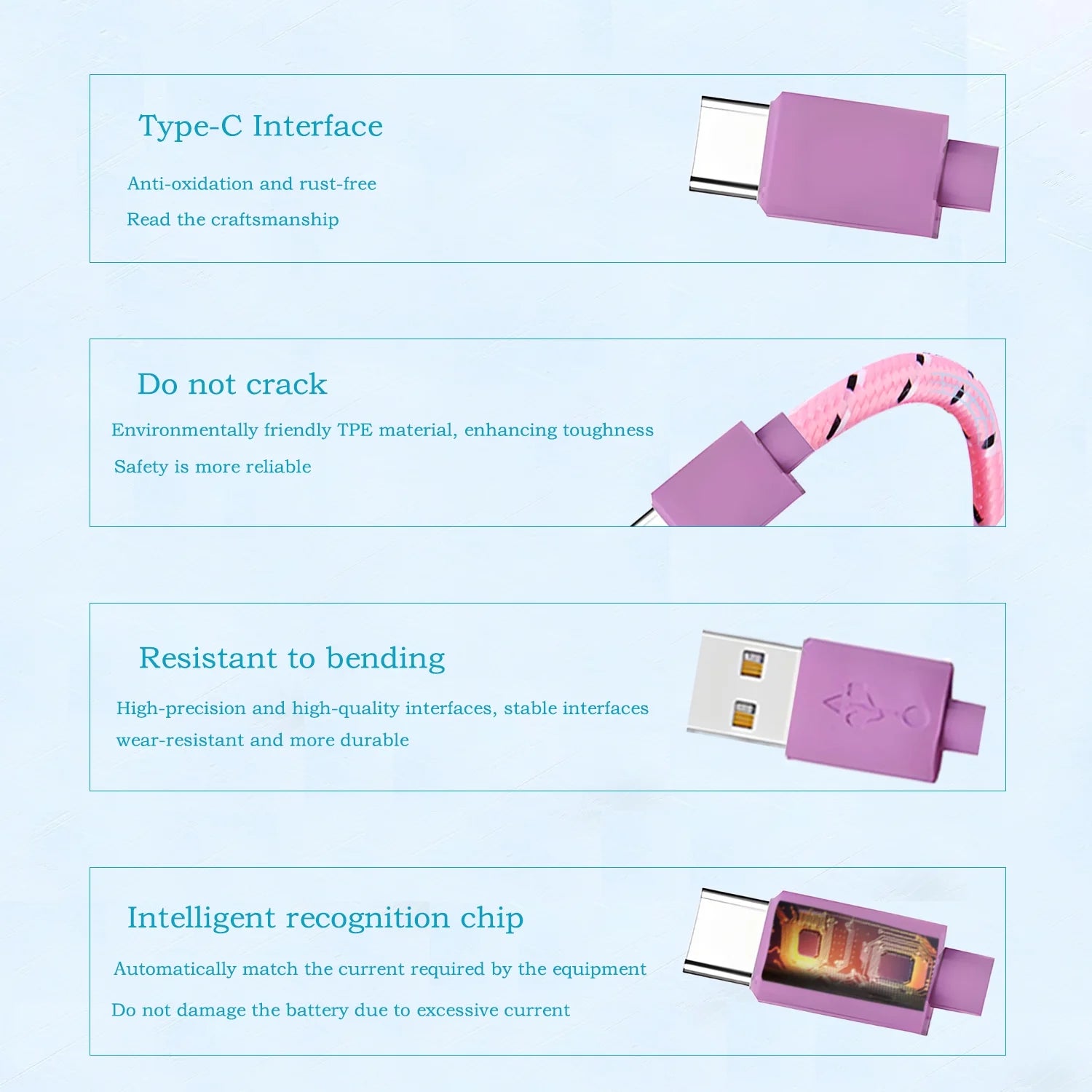 Charger Block,Type C Charger Fast Charging Cable 10 Feet,Almosten 2.4A Dual Port High Speed Android Phone Charger Block Box Cube Power Plug Adapter USB Wall Charging Brick with (10Ft Cable),Pink