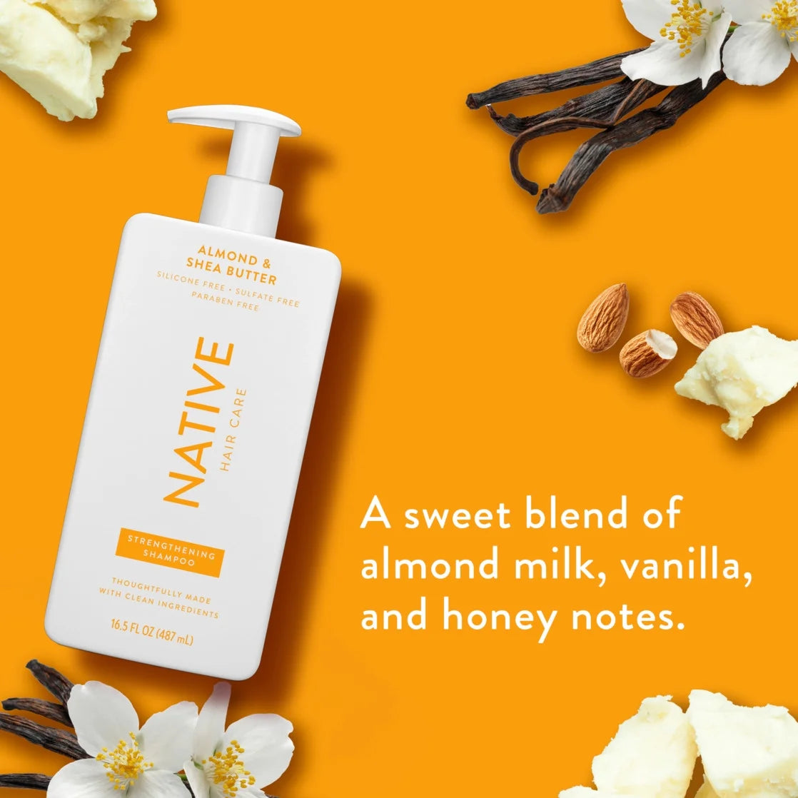 Native Strengthening Shampoo, Almond & Shea Butter, Sulfate & Paraben Free, 16.5 Oz