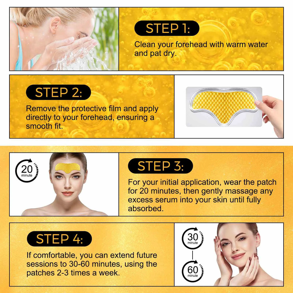 24K Forehead Wrinkle Patches, Collagen Lines Mask with Collagen Boosting Elasticity for Women and Men,12Pcs