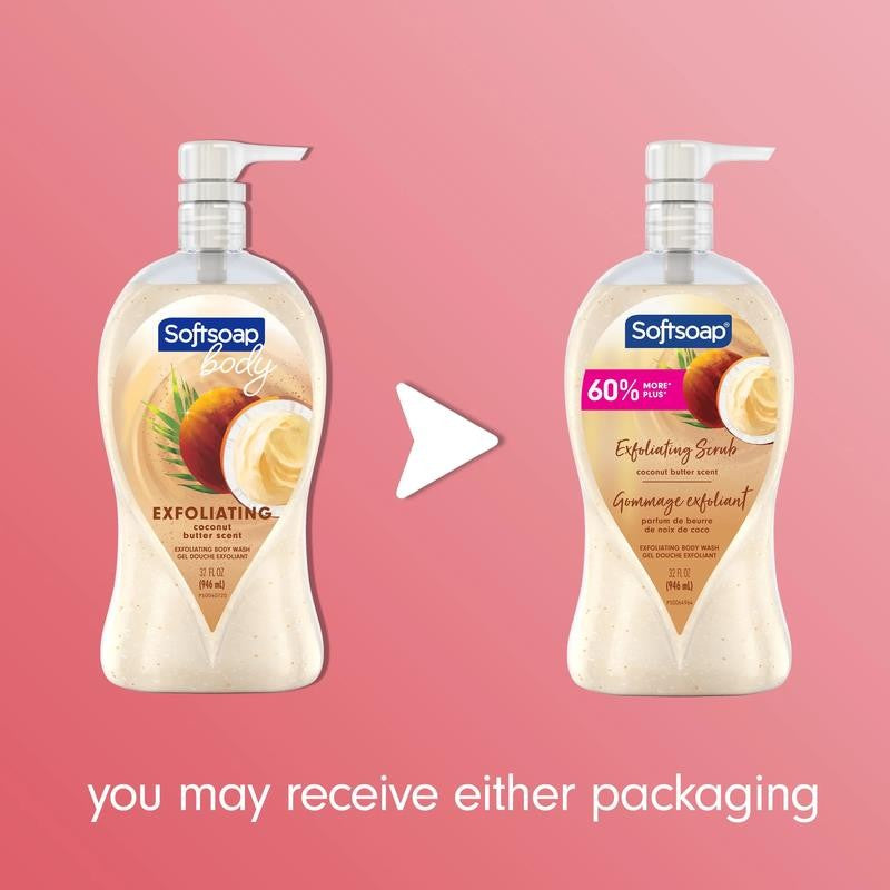 Exfoliating Body Wash, All Skin Types, Coconut Butter, 32 Fl Oz Bottle