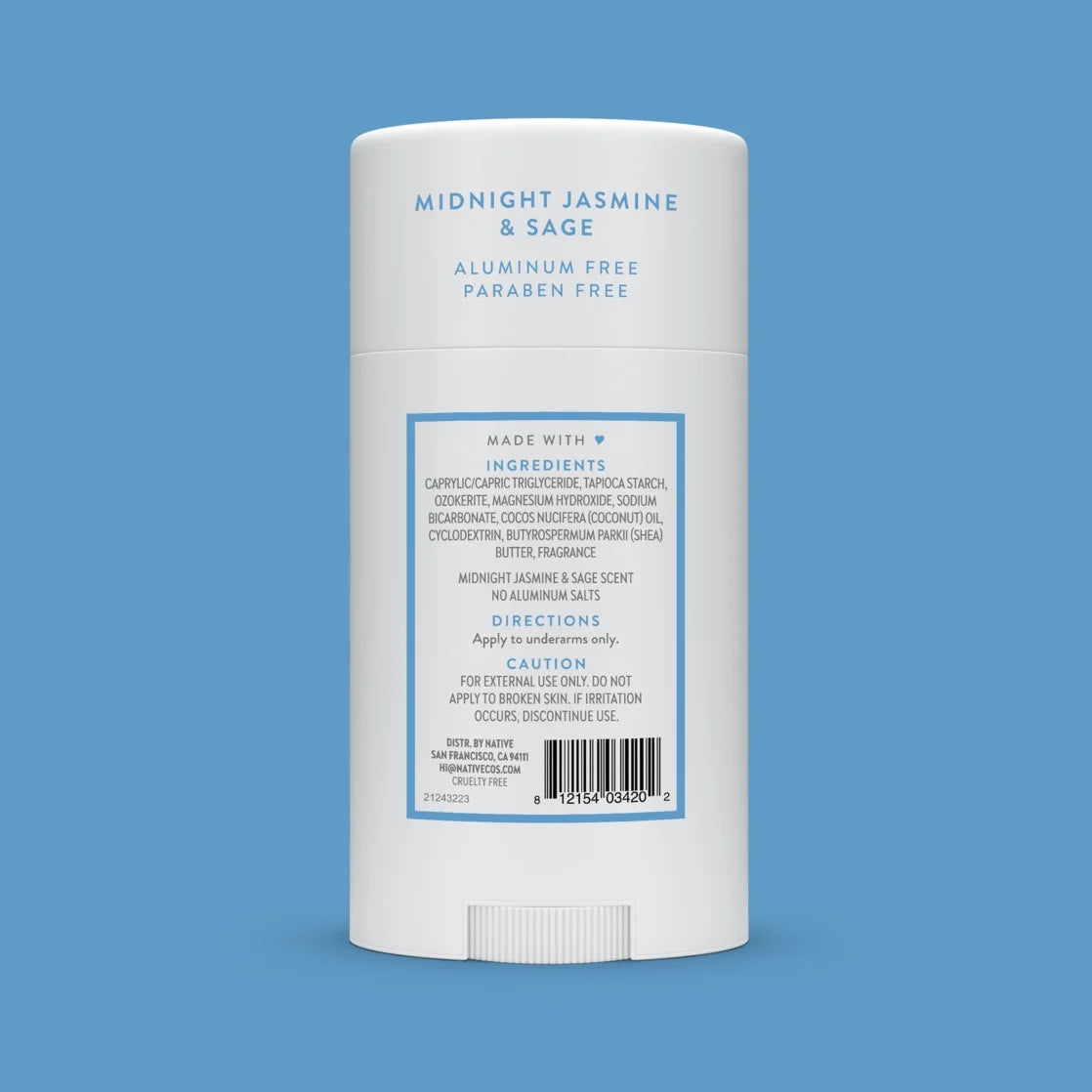 Native Deodorant, Aluminum Free, Midnight Jasmine & Sage, Deodorant for Women and Men, 2.65 Oz