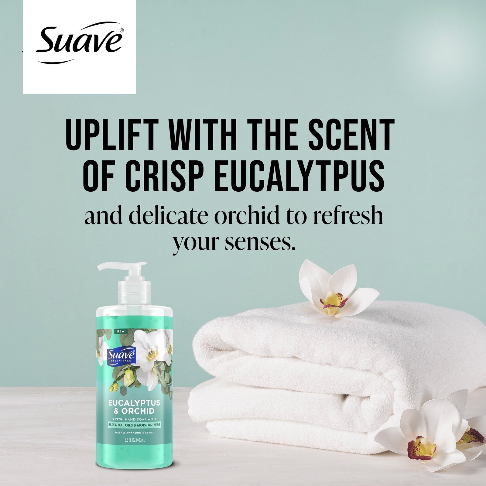 Essentials Liquid Hand Soap, Refreshing Eucalyptus & Orchid, 13.5 Fl Oz
