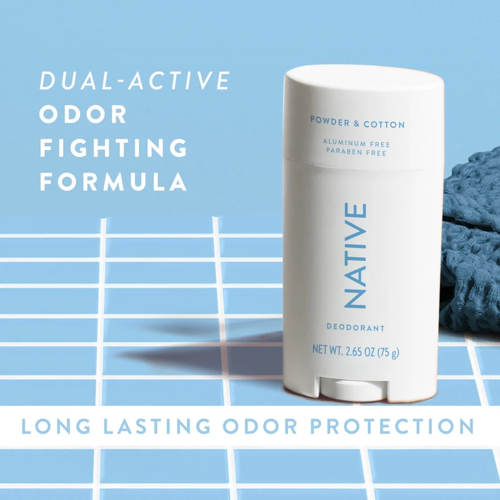 Native Deodorant, Aluminum Free, Powder & Cotton, for Women and Men, 2.65 Oz