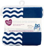 Parent'S Choice Cotton Fitted Crib Sheets, 2 Count, Navy Chevron