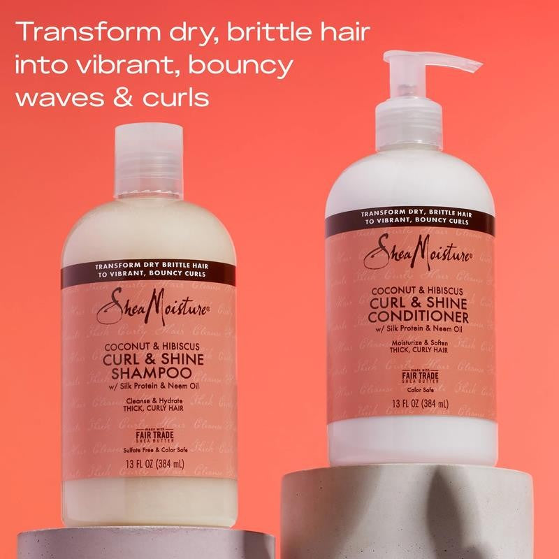 Curl & Shine Moisturizing Shampoo & Conditioner Set Coconut Hibiscus, 13 Oz 2 Co