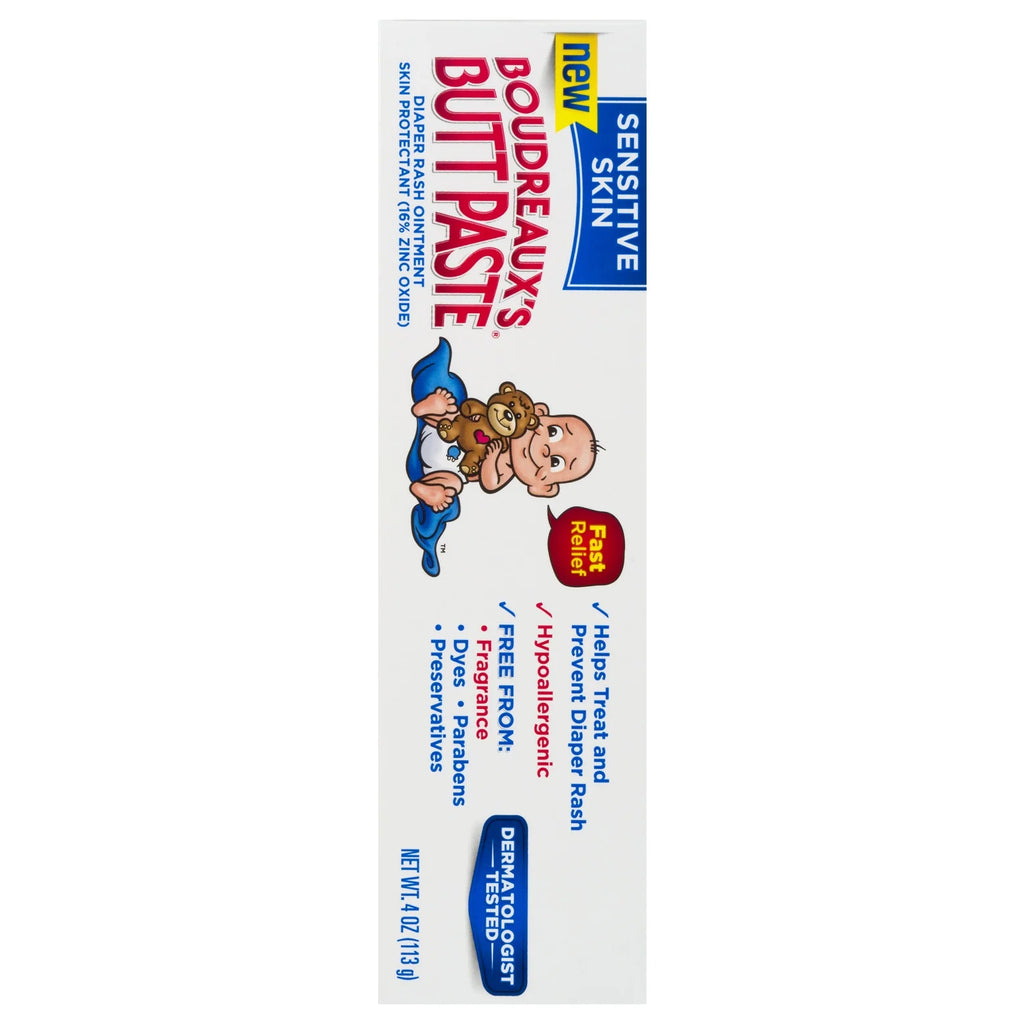 Boudreaux'S Butt Paste for Sensitive Skin Diaper Rash Cream, Ointment for Infant, 4 Oz Tube