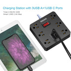 5Ft Extension Cord - 6 AC Outlets and 4 USB Charging Ports, Power Strip for Home