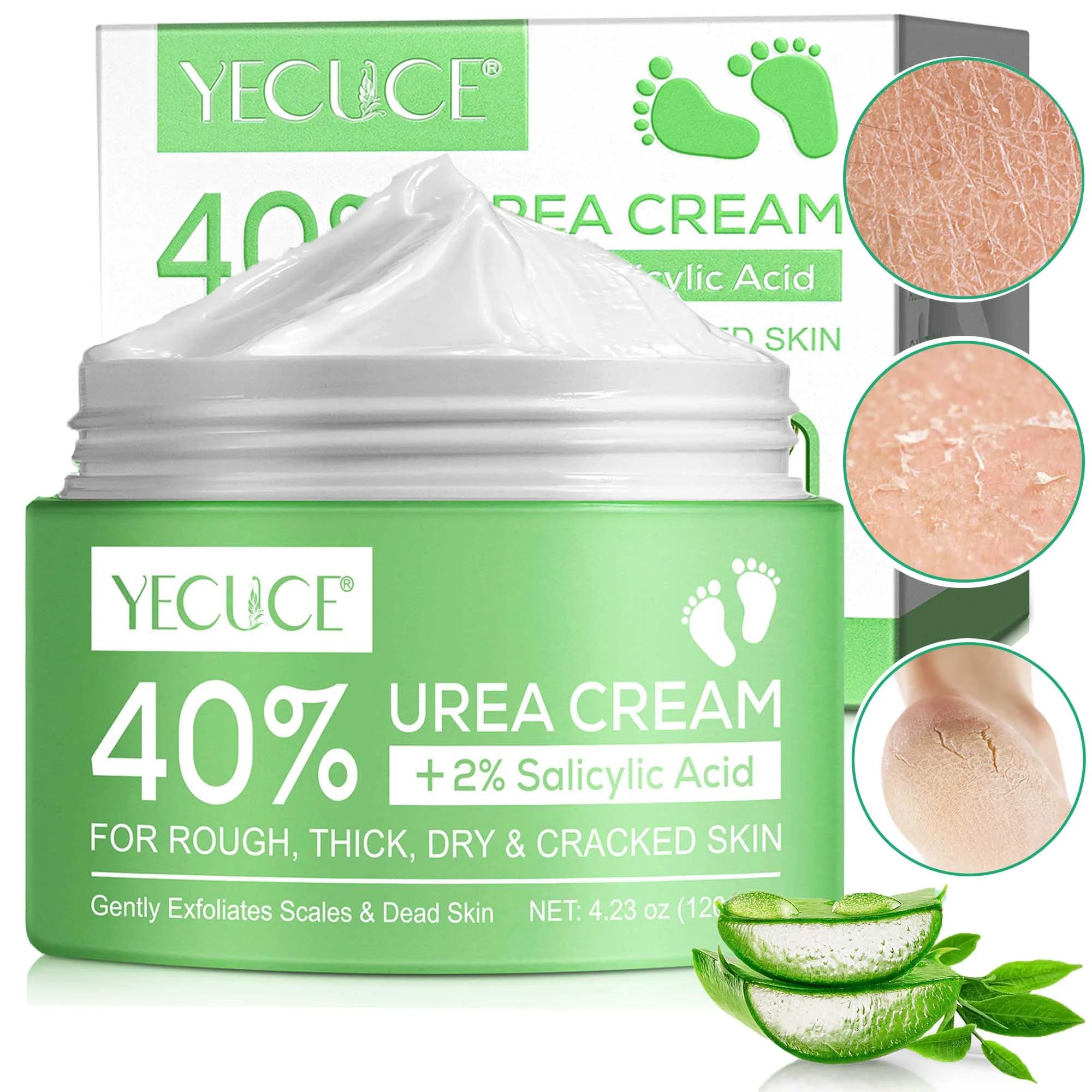 40% Urea Cream 2% Salicylic Acid (4.23Oz/120G), Foot Cream Hand Lotion for Rough Dry Cracked Skin - Callus Dead Skin Remover - Tea Tree & Aloe Vera