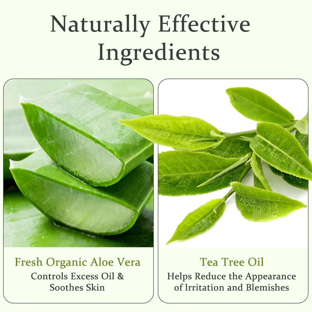 Aloderma 90% Pure Organic Aloe Vera Gel with Tea Tree Oil - Pure Aloe Vera Gel for Face - Natural Aloe Vera Gel for Sunburn Treatment, Acne, Aftershave, after Waxing - Aloe Vera Moisturizer for Face