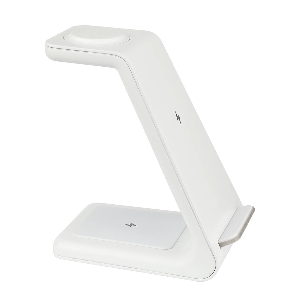 ZSOU 3-In-1 Wireless Charging Stand with Phone, Watch and Earbuds Charger Included, White