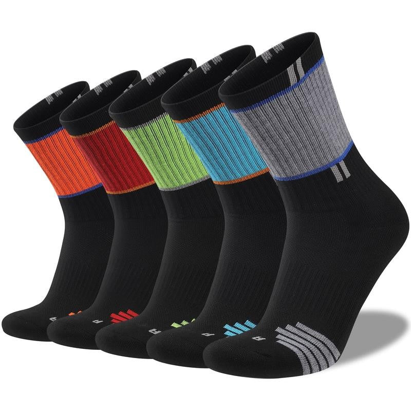 5 Pairs Men'S Hiking Walking Sock Breathable Crew Socks Size 10-13