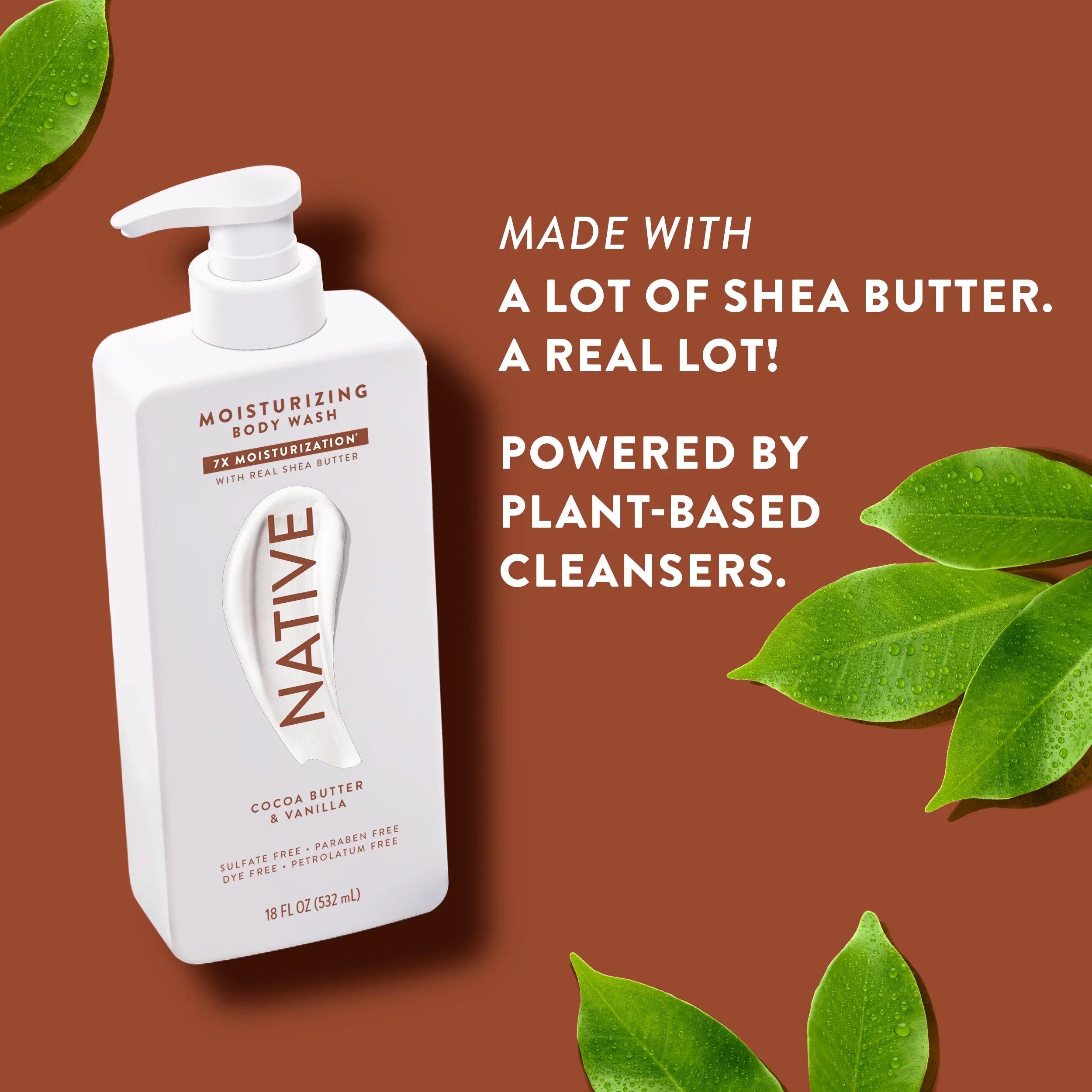 Native Cocoa Butter & Vanilla Moisturizing Body Wash 18 Oz