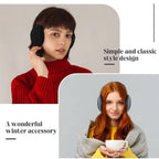 2 Pacs Winter Earmuffs for Women Men, Foldable Warm Cable Knit Fleece Ear Muffs