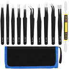 12 Pcs Precision Tweezers Set, Premium Craft Tweezers Kit, Stainless Steel Elect