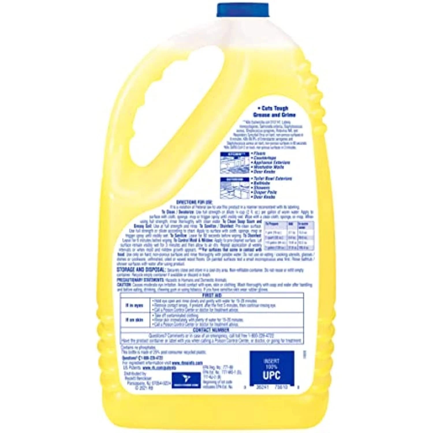 Lysol Multi-Surface Cleaner, Sanitizing and Disinfecting Pour, to Clean and Deodorize, Sparkling Lemon & Sunflower Essence, 144 Fl Oz