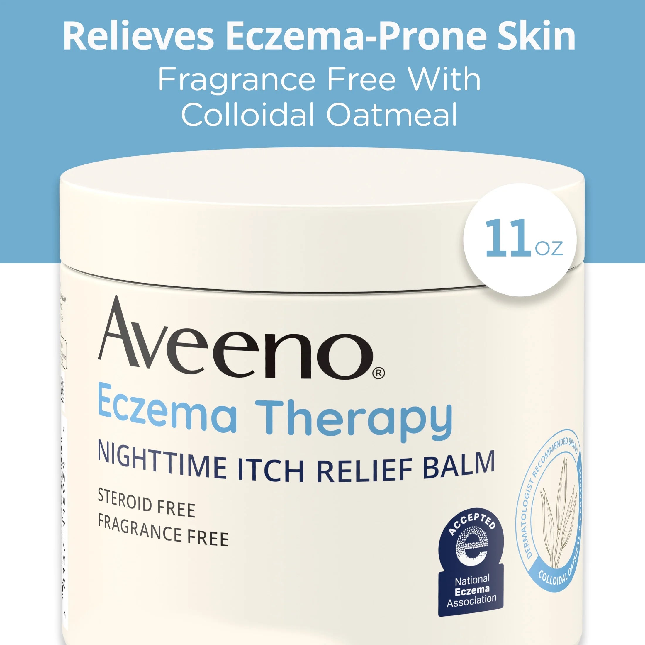 Aveeno Eczema Therapy Nighttime Itch Relief Balm, Fragrance-Free Eczema Cream, 11 Oz