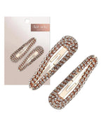 Clip Snap Rhinestone Hair Clip, Gold, 2 Ct